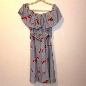 Calvin Klein stripe dress with embroidery floral 6